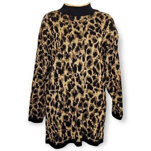 Nutcracker Vintage 80s Animal Print Metallic Sweater size Medium